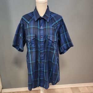 Western Karman Gold Collection Pearl Snap Short Sleeve Plaid Lightweight Shirt